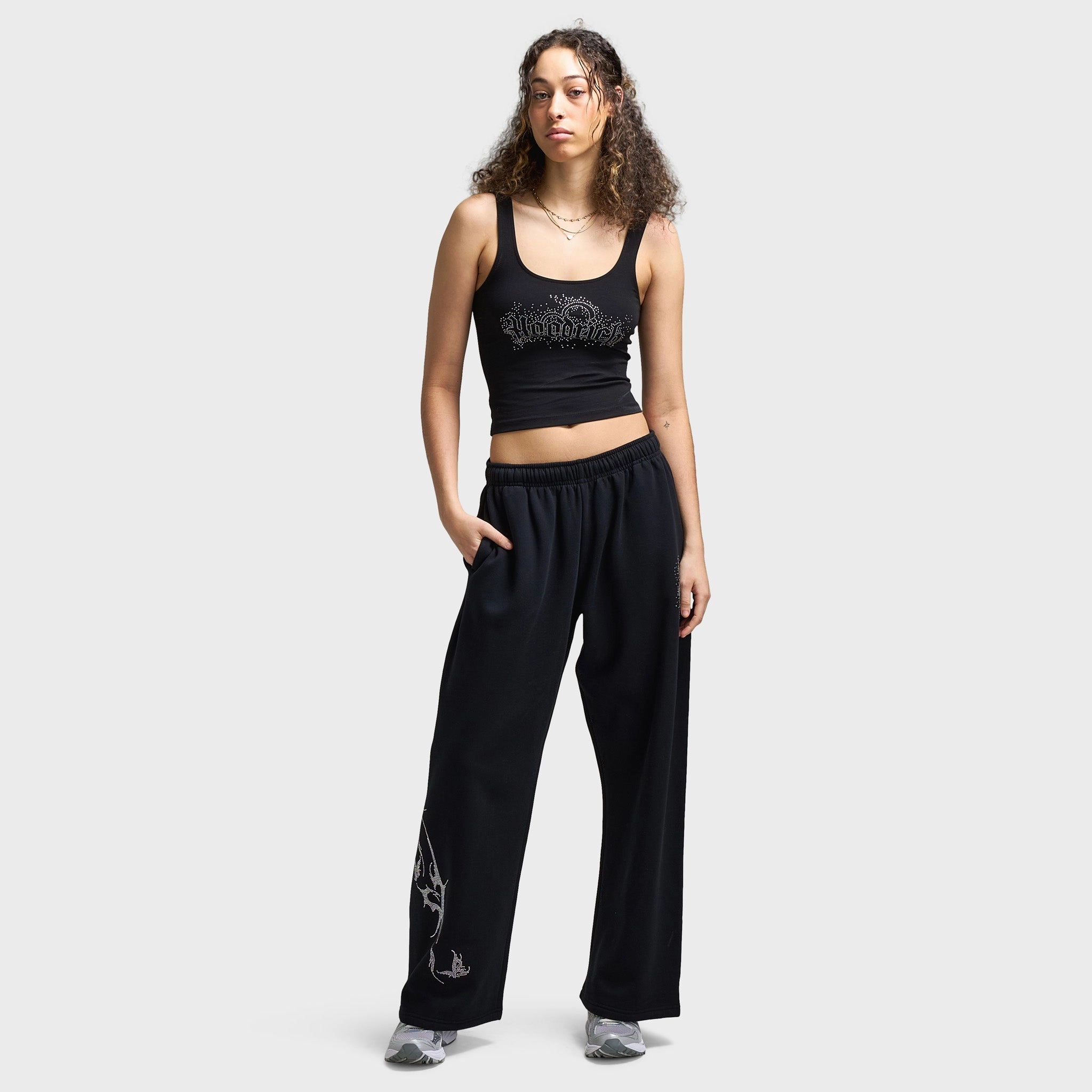 Hoodrich Women's Diffuse Strappy Vest Black / Silver Rhinestones