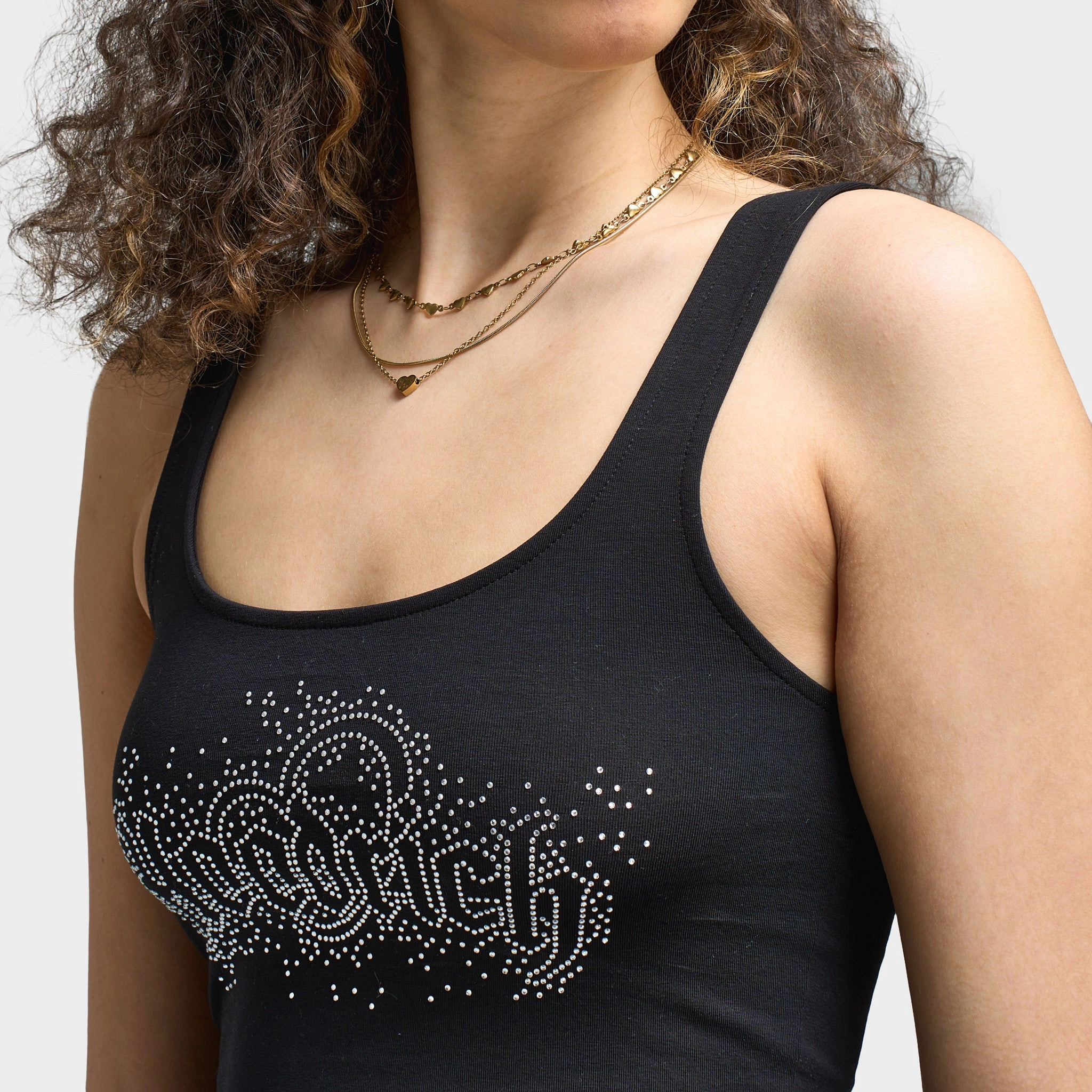 Hoodrich Women's Diffuse Strappy Vest Black / Silver Rhinestones