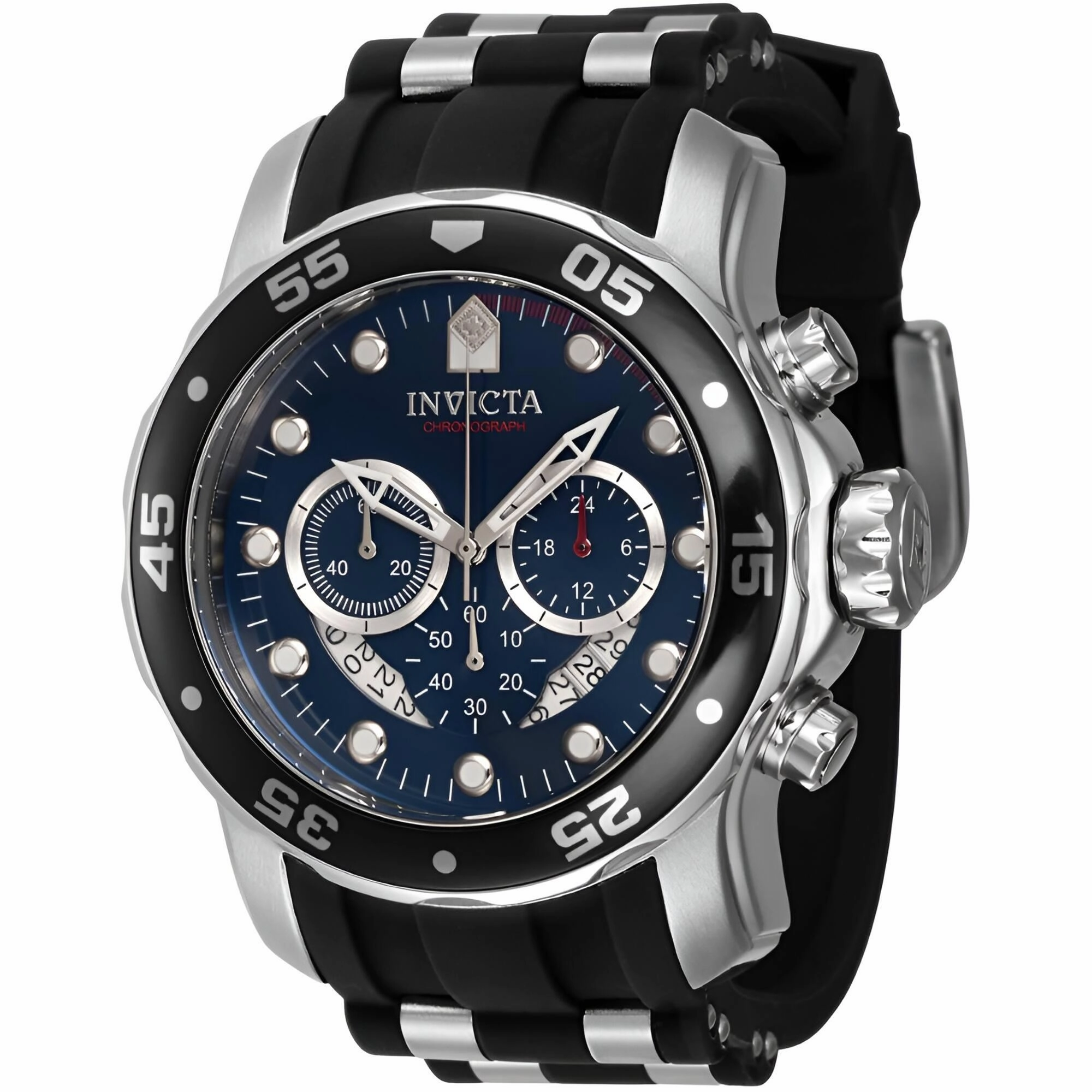Invicta Men's Chrono Watch - Pro Diver Blue Dial Black and Silver Tone Strap | 40476