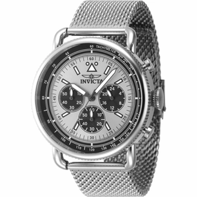 Invicta Men's Chronograph Watch - Speedway Silver Tone Dial Mesh Bracelet | 47357