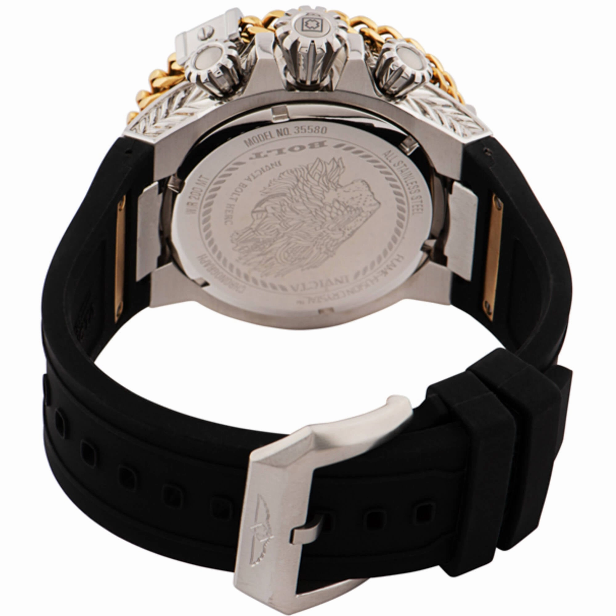 Invicta Men's Dive Watch - Bolt Chronograph Gold and Black Dial Silicone Strap | 35580