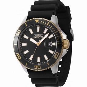 Invicta Men's Quartz Watch - Pro Diver Black and Gold Tone Bezel Strap | 46091