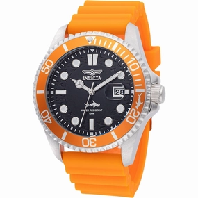 Invicta Men's Quartz Watch - Pro Diver Black Dial Orange Silicone Strap | 47162