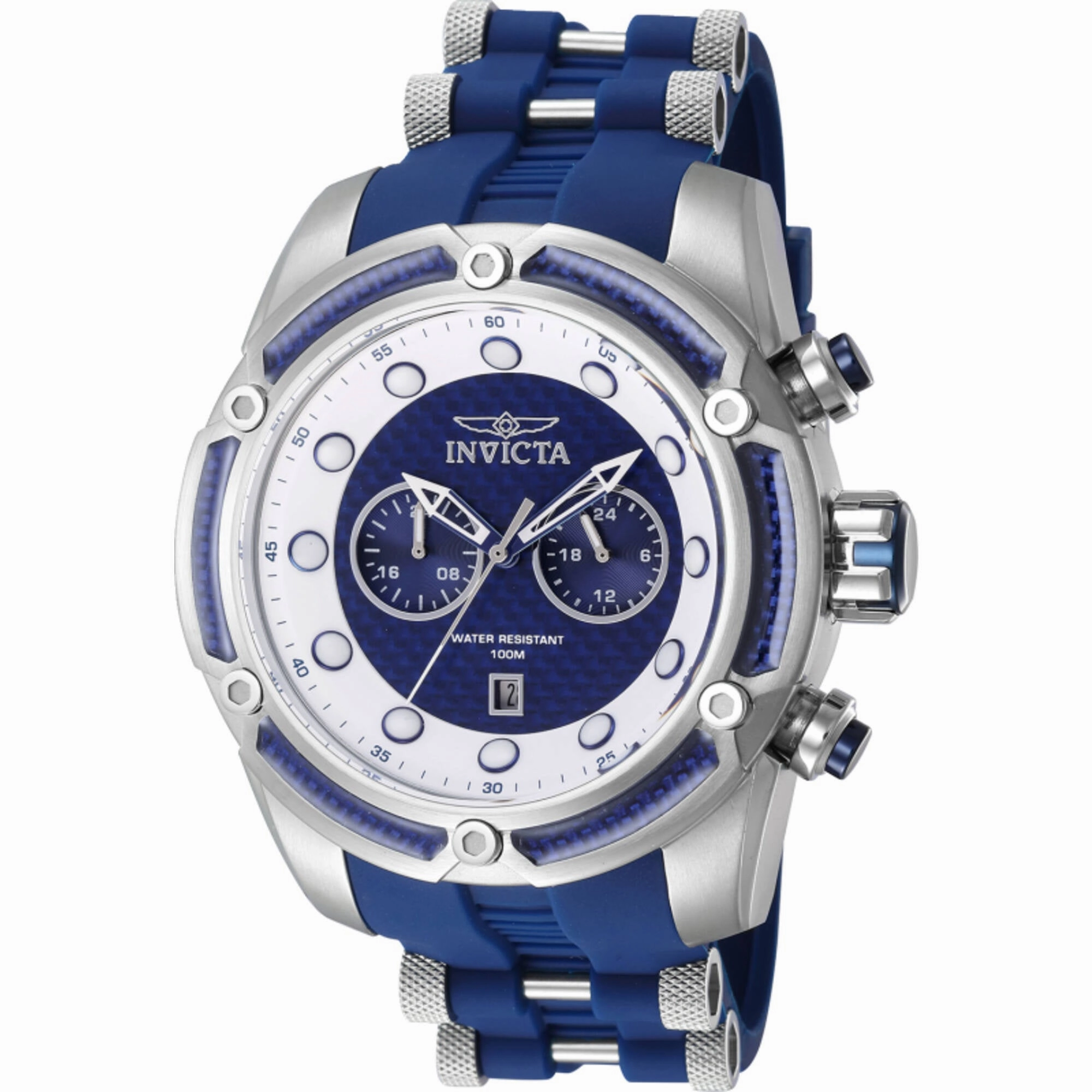 Invicta Men's Watch - Bolt Date Blue and Silver Dial Silicone Strap Quartz | 42291
