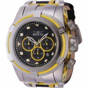 Invicta Men's Watch - Bolt Zeus Quartz Chrono Black and Yellow Leather Strap | 43791