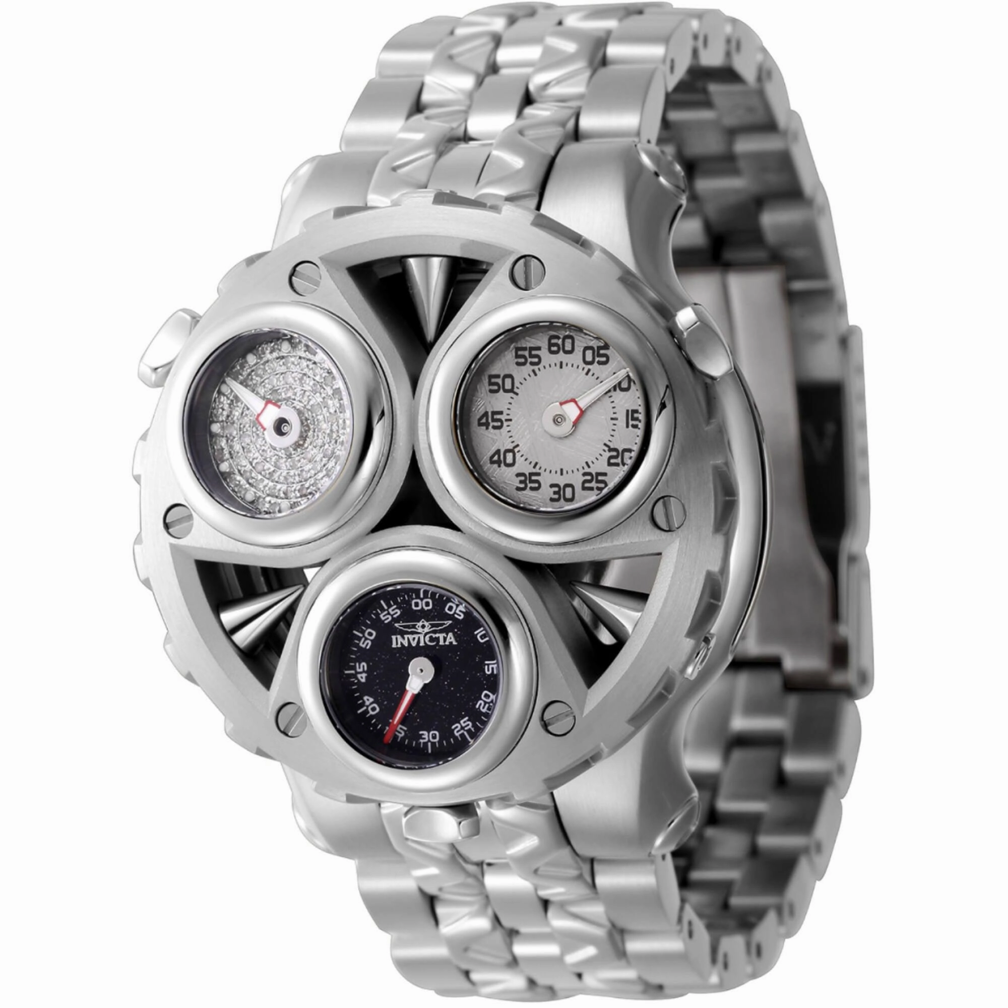 Invicta Men's Watch - Cerberus Diamond Meteorite Dial Silver Tone Bracelet | 45956
