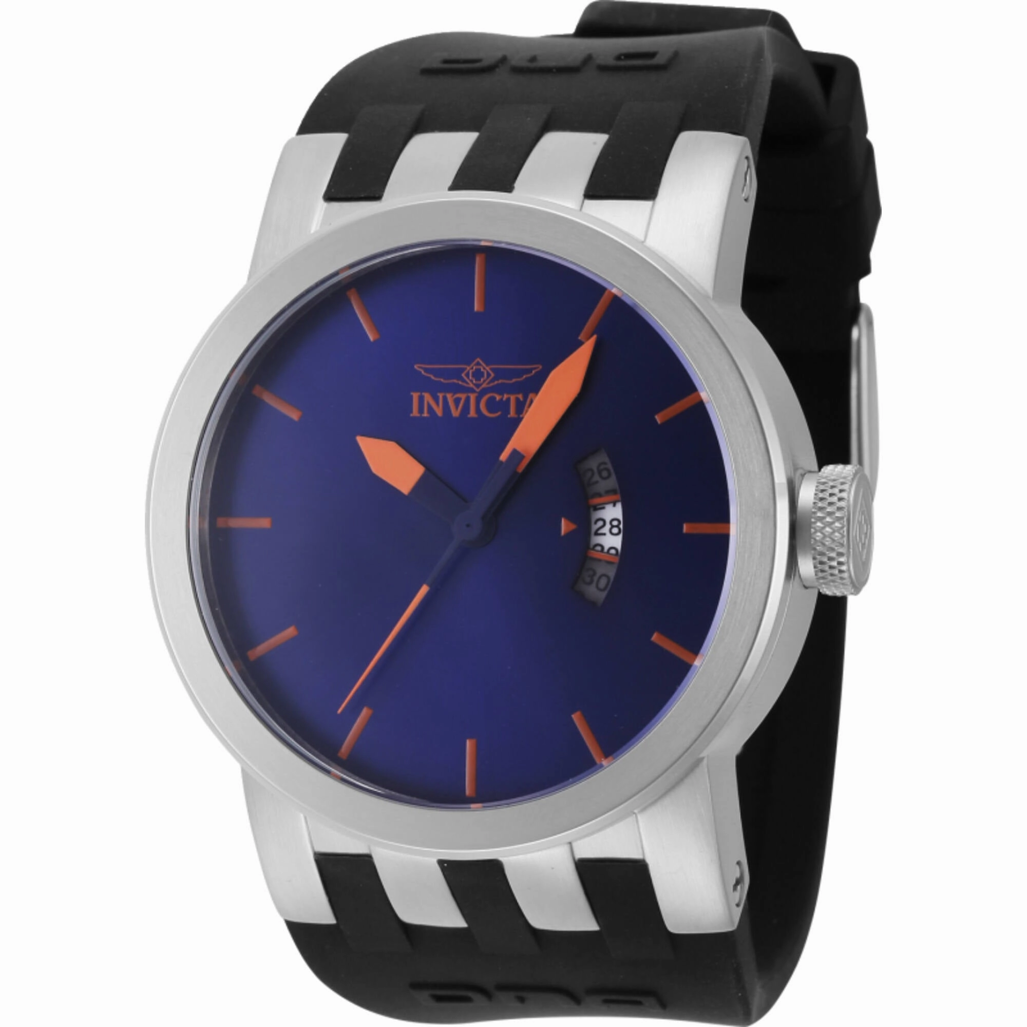 Invicta Men's Watch - DNA Silver Tone Case Quartz Blue Dial Silicone Strap | 44223