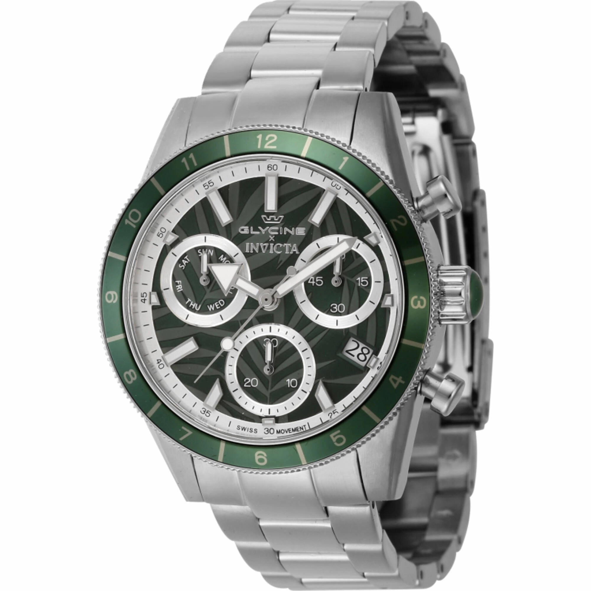 Invicta Men's Watch - Five Elements Wood Green Dial Silver Steel Bracelet | 44289