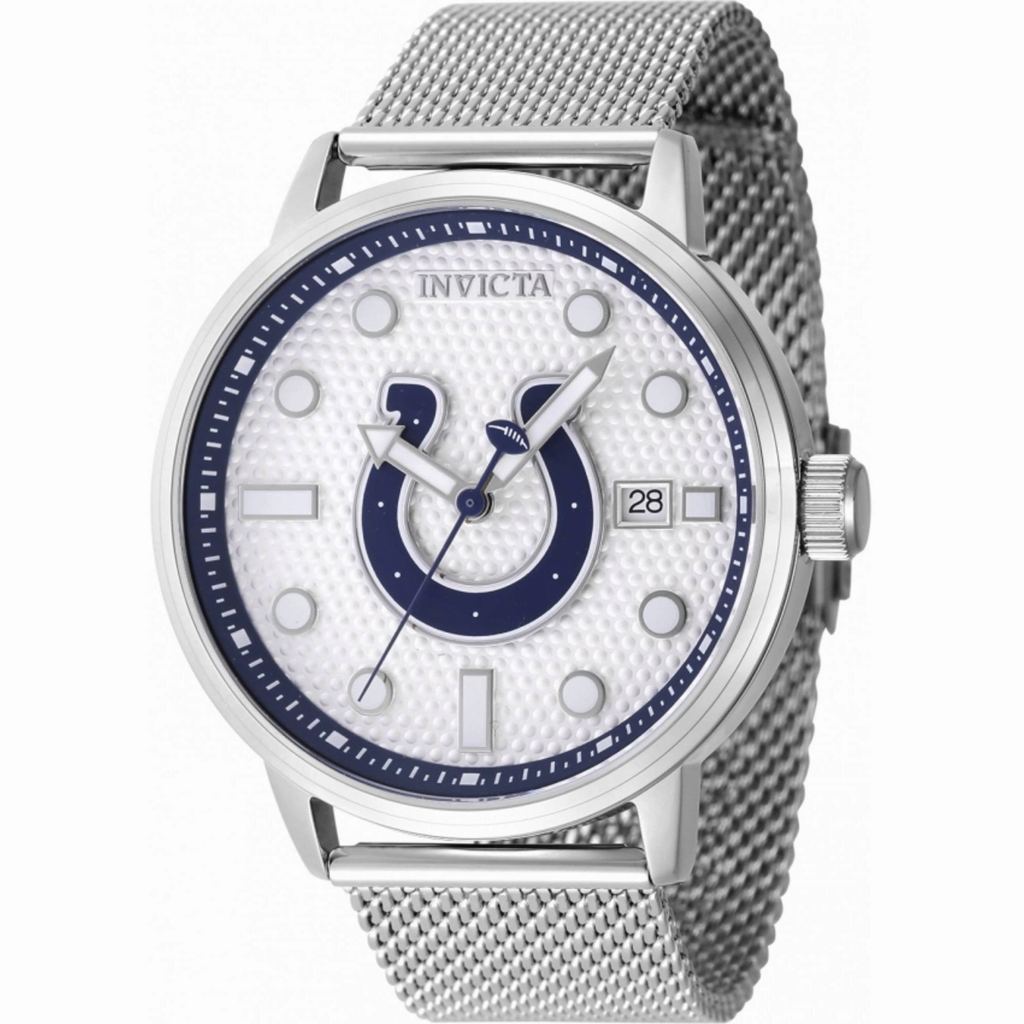 Invicta Men's Watch - NFL Indianapolis Colts Silver Tone Dial Mesh Bracelet | 47997