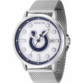 Invicta Men's Watch - NFL Indianapolis Colts Silver Tone Dial Mesh Bracelet | 47997