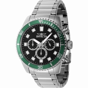 Invicta Men's Watch - Pro Diver Chronograph Black Dial Silver Steel Bracelet | 46051