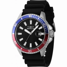 Invicta Men's Watch - Pro Diver Date Blue/Red/Silver Tone Bezel Black Dial | 46131