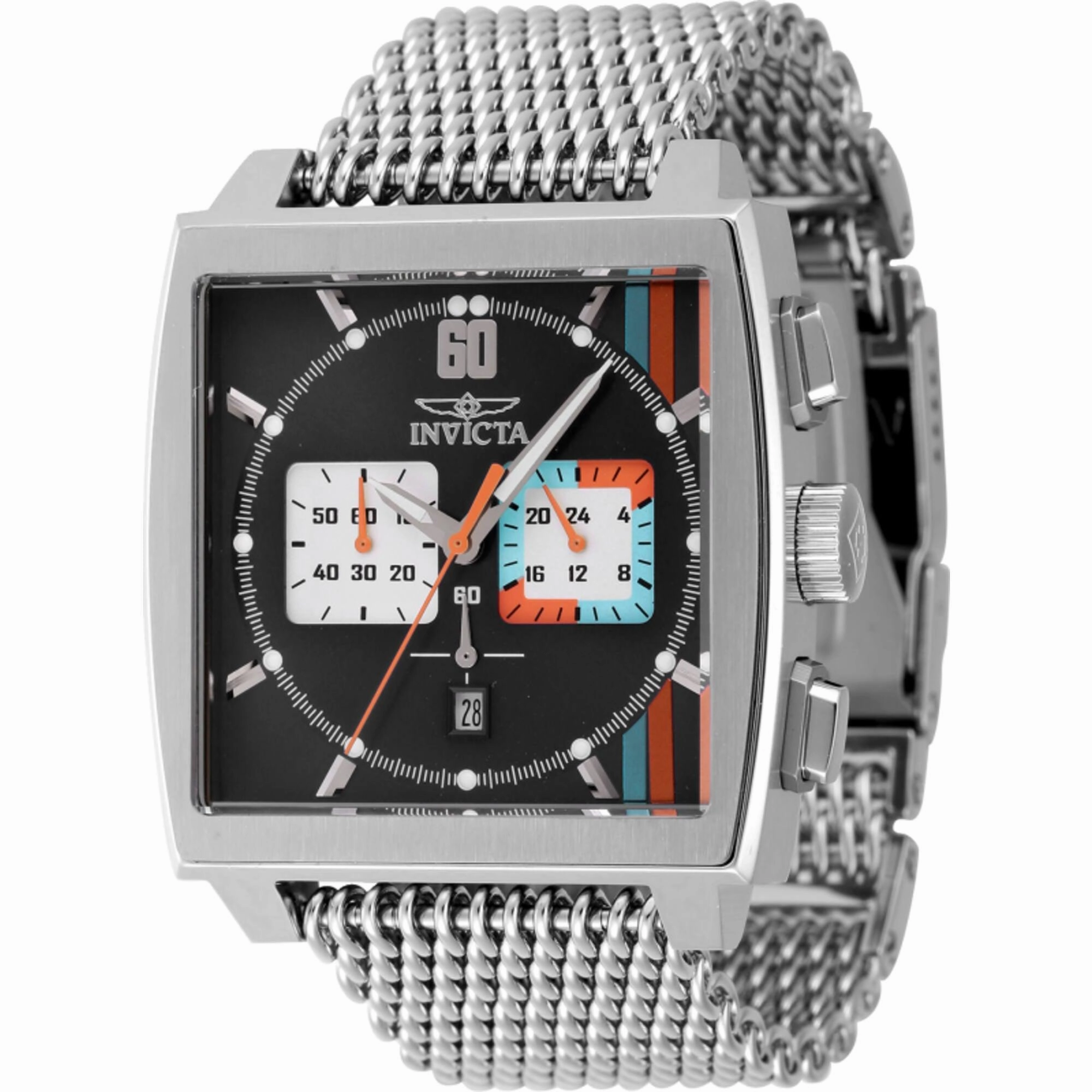 Invicta Men's Watch - S1 Rally Chrono Black and White Dial Silver Bracelet | 47244