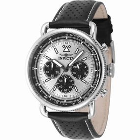 Invicta Men's Watch - Speedway Chronograph Silver Tone Dial Black Strap | 47363