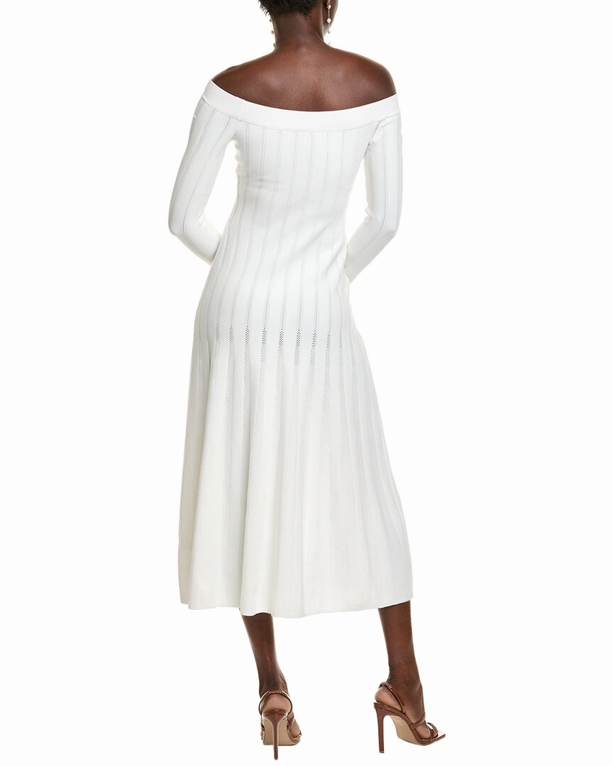 Lela Rose Off-The-Shoulder Knit Midi Dress