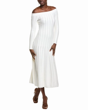 Lela Rose Off-The-Shoulder Knit Midi Dress