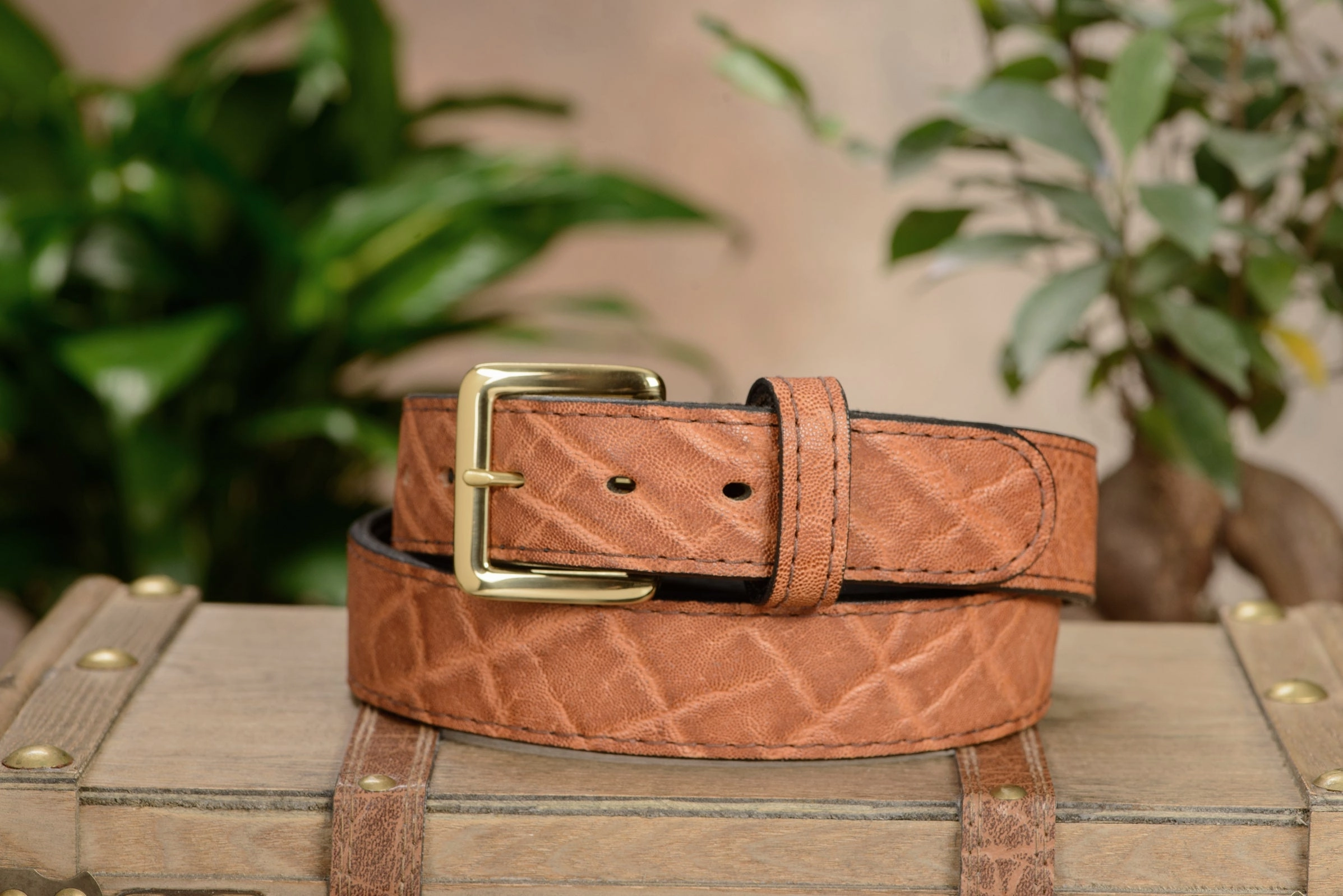 Men's Caramel Brown Elephant Leather Belt