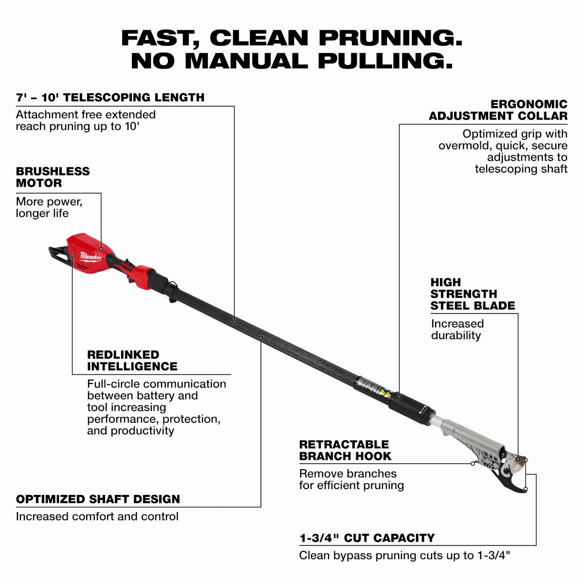 Milwaukee 3008-20 - M18™ Brushless Telescoping Pole Pruning Shears