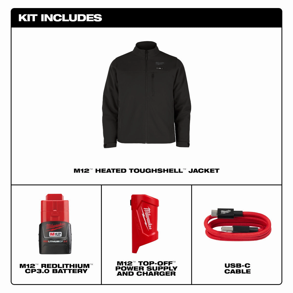 Milwaukee M100R-21XL - M12™ Heated TOUGHSHELL™ Jacket Kit - Red XL