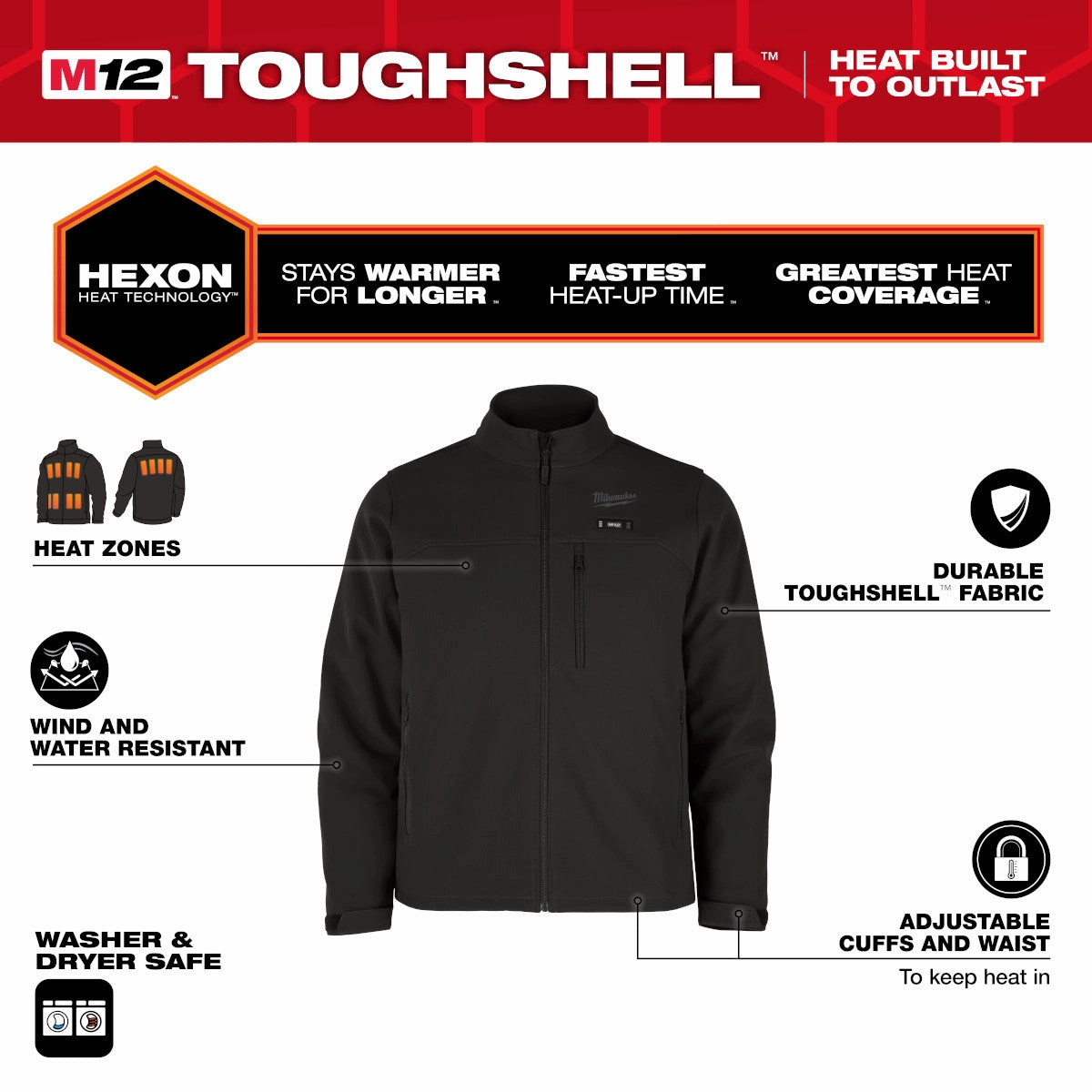 Milwaukee M100R-21XL - M12™ Heated TOUGHSHELL™ Jacket Kit - Red XL