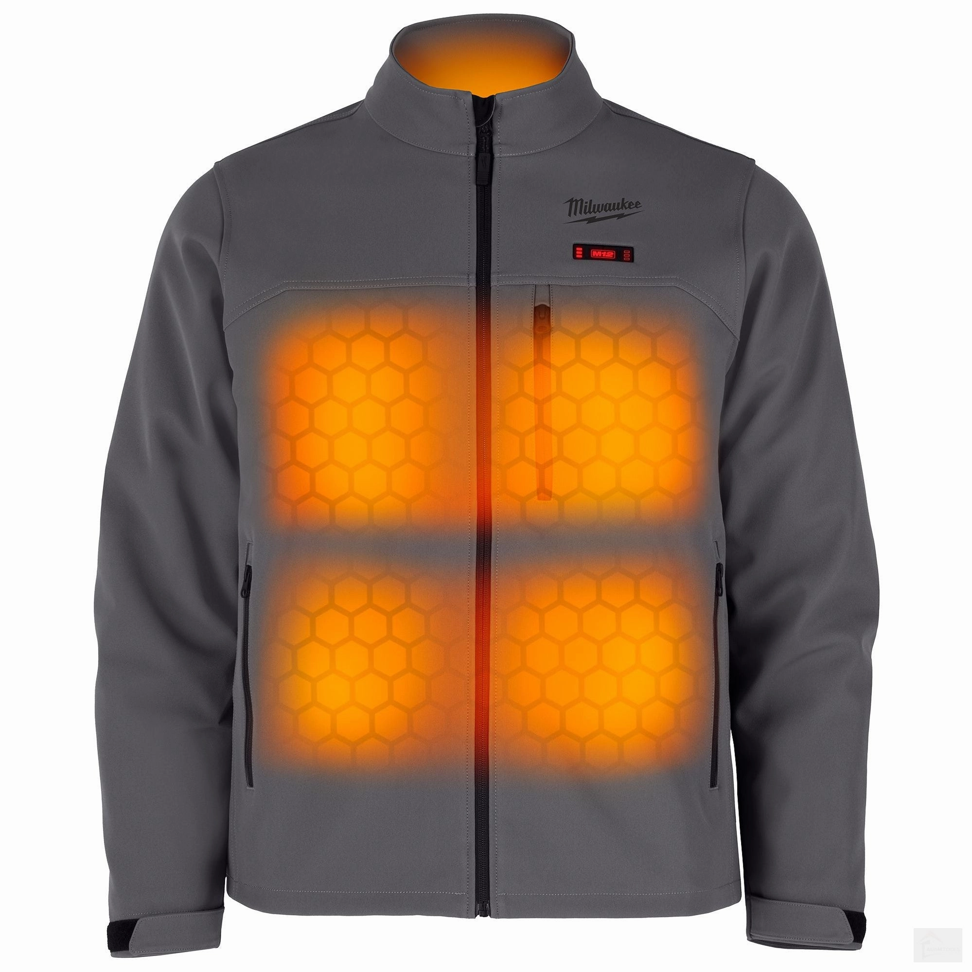 Milwaukee Men's M12 12V Lithium-Ion Cordless TOUGHSHELL Gray Heated Jacket with 3.0 Ah Battery and Charger (M100G-21)