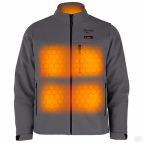 Milwaukee Men's M12 12V Lithium-Ion Cordless TOUGHSHELL Gray Heated Jacket with 3.0 Ah Battery and Charger (M100G-21)