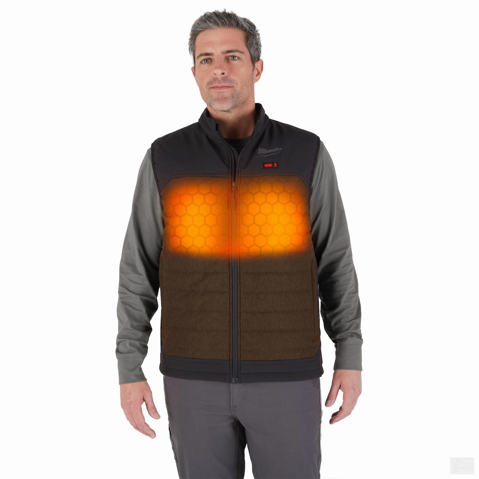 Milwaukee Men's M12 Cordless AXIS Brown Heated Vest Kit with 2.0 Ah Battery and Charger (M300N-21)