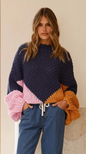 Nila Knit Sweater - Navy Multi