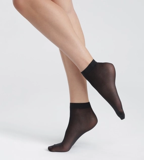 Pack of 2 pairs of Black semi-opaque recycled yarn socks Dim Good