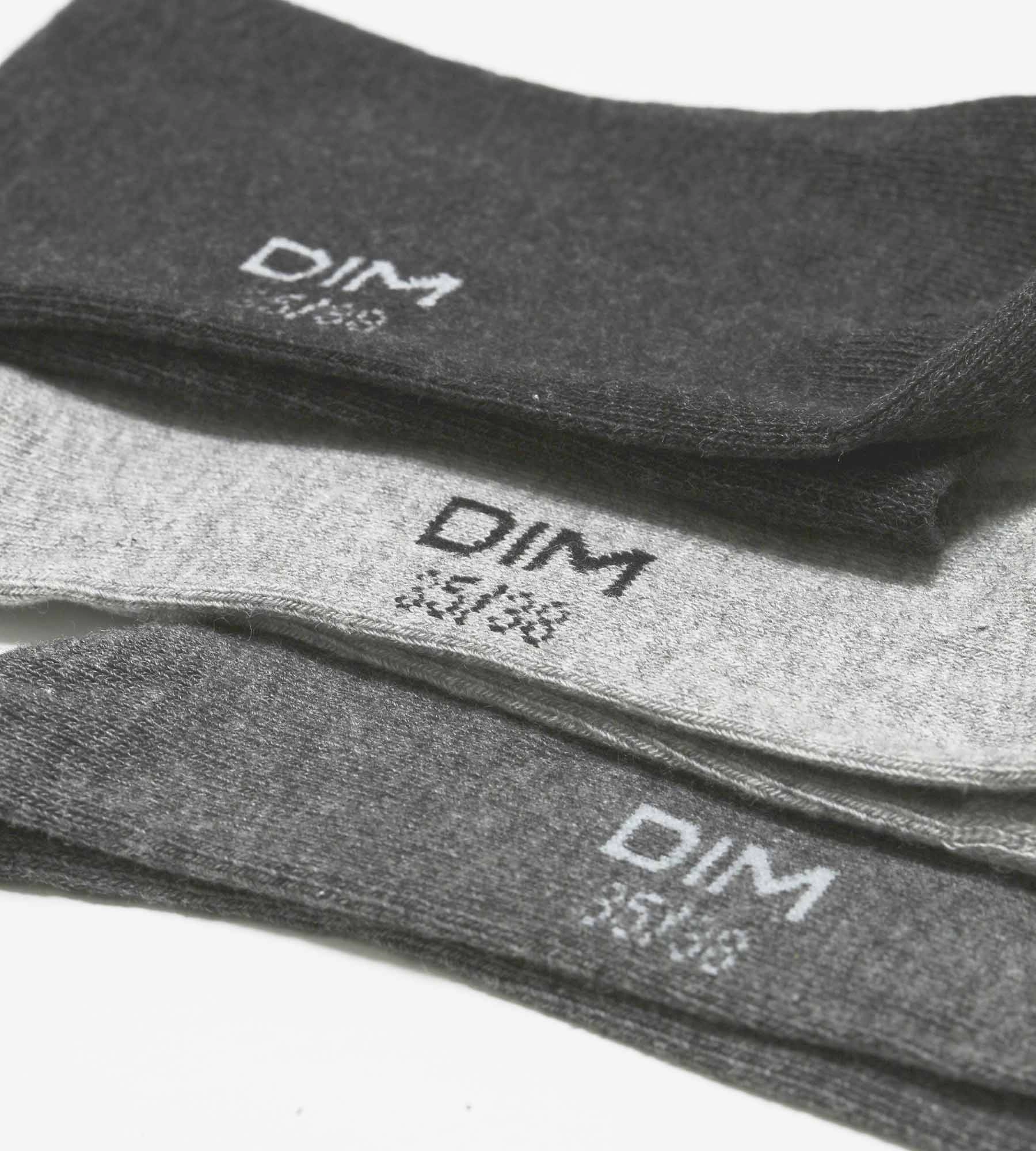 Pack of 3 pairs of light gray women's socks in Dim cotton