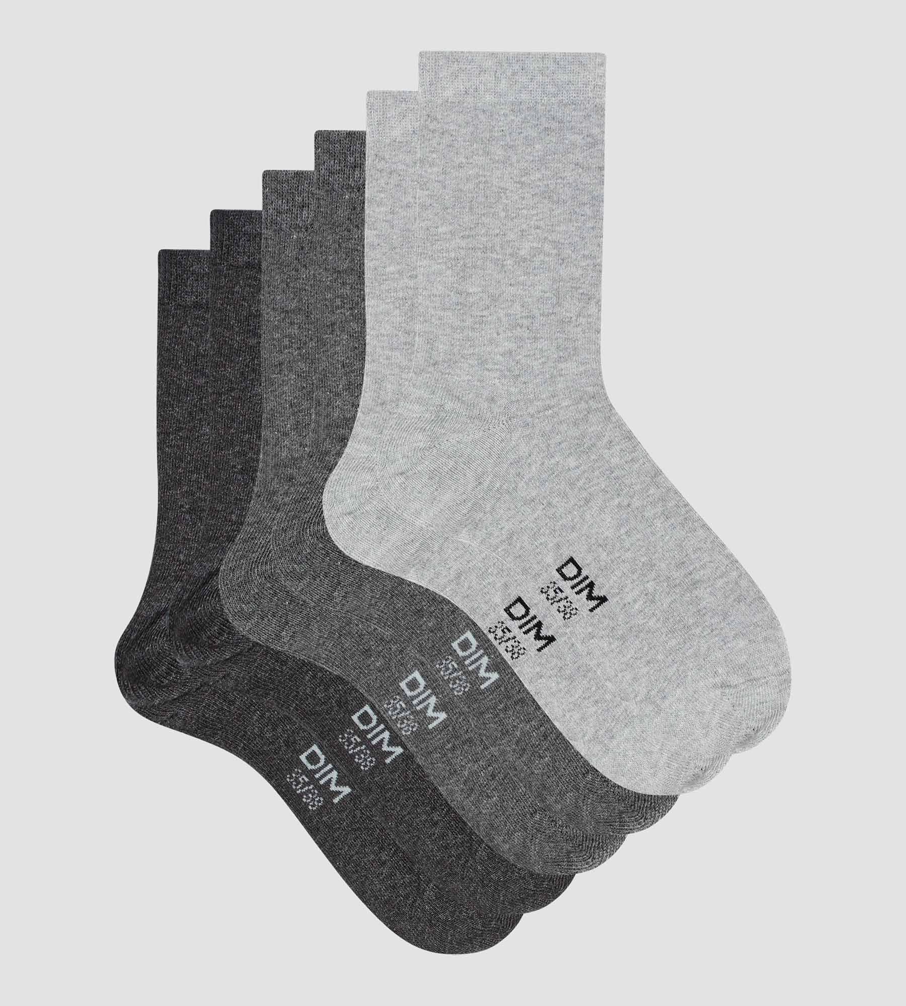 Pack of 3 pairs of light gray women's socks in Dim cotton