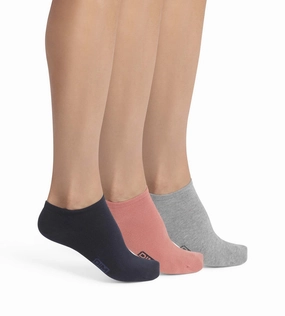Pack of 3 pairs of men's cotton socks Navy Pink Dim