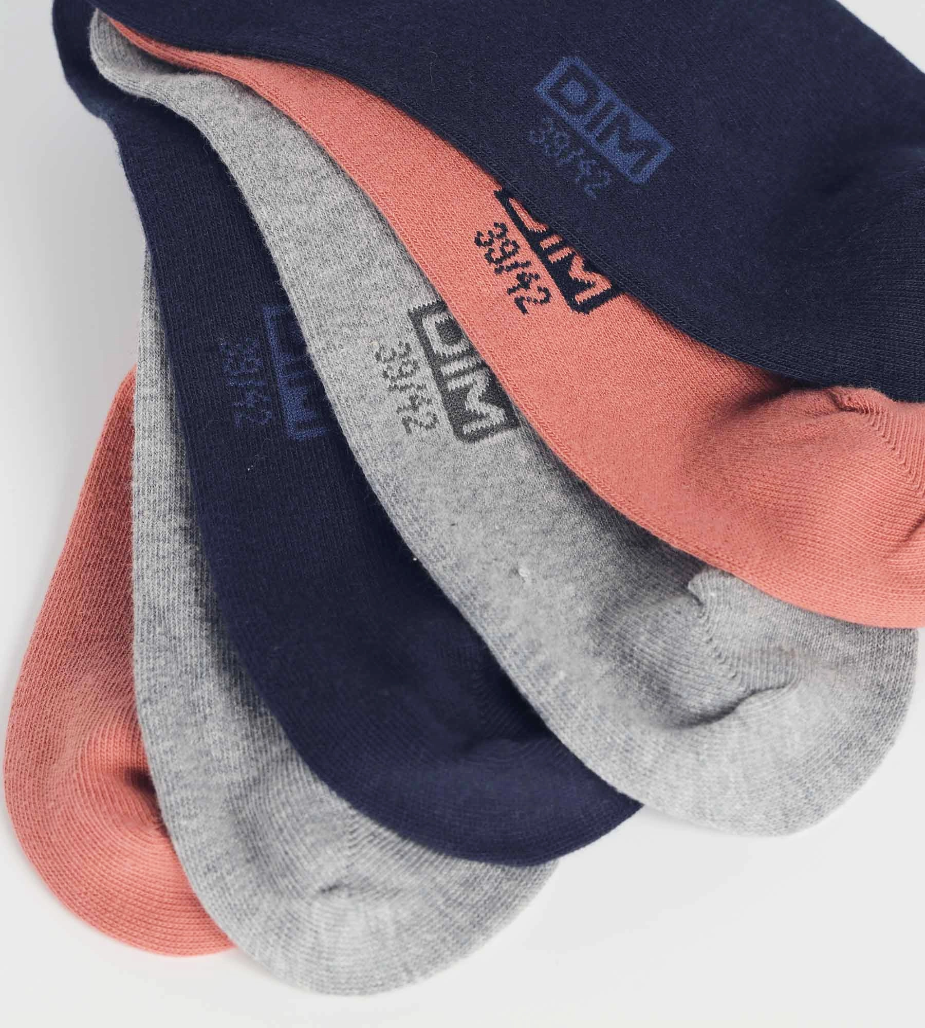 Pack of 3 pairs of men's cotton socks Navy Pink Dim