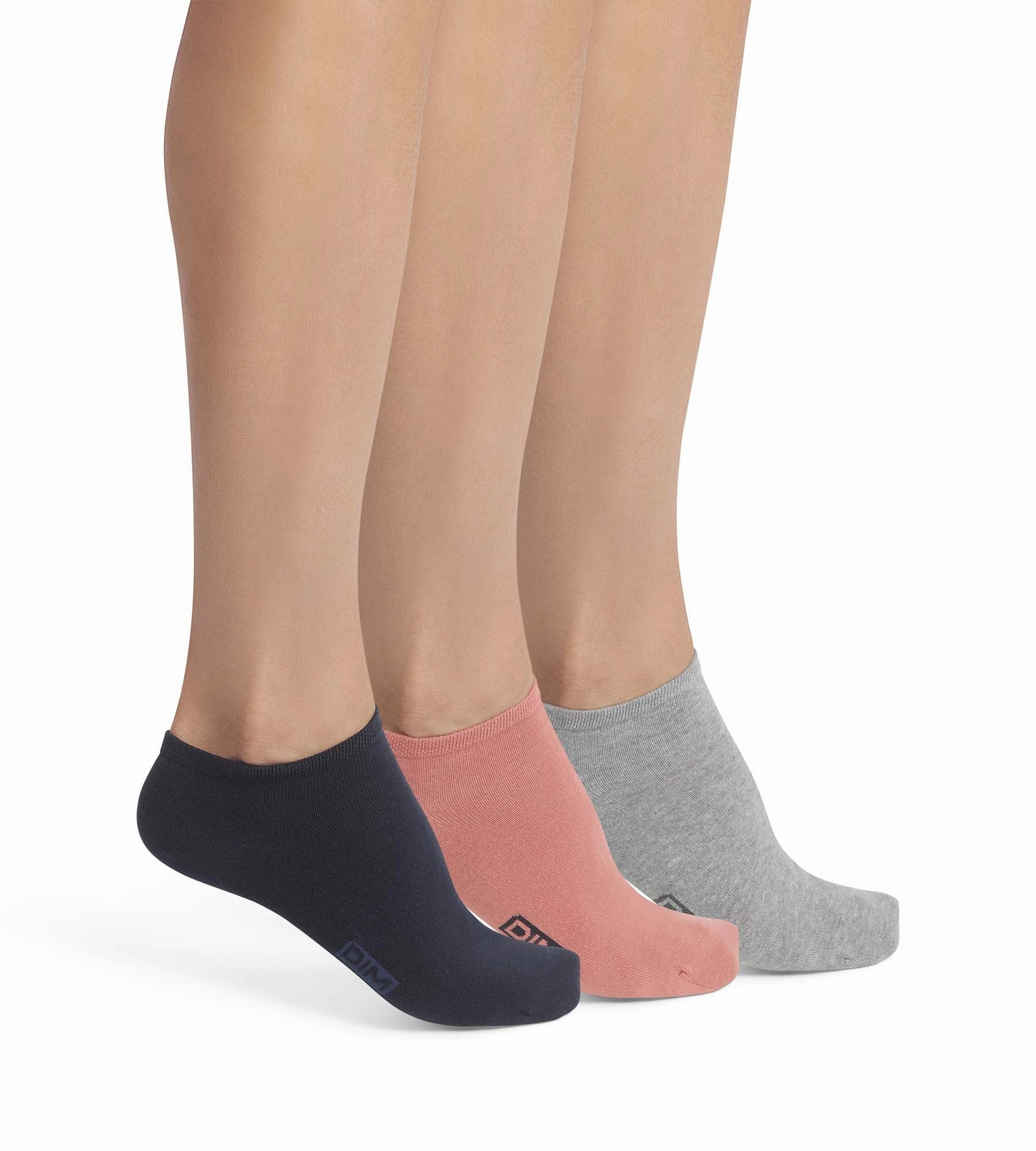 Pack of 3 pairs of men's cotton socks Navy Pink Dim