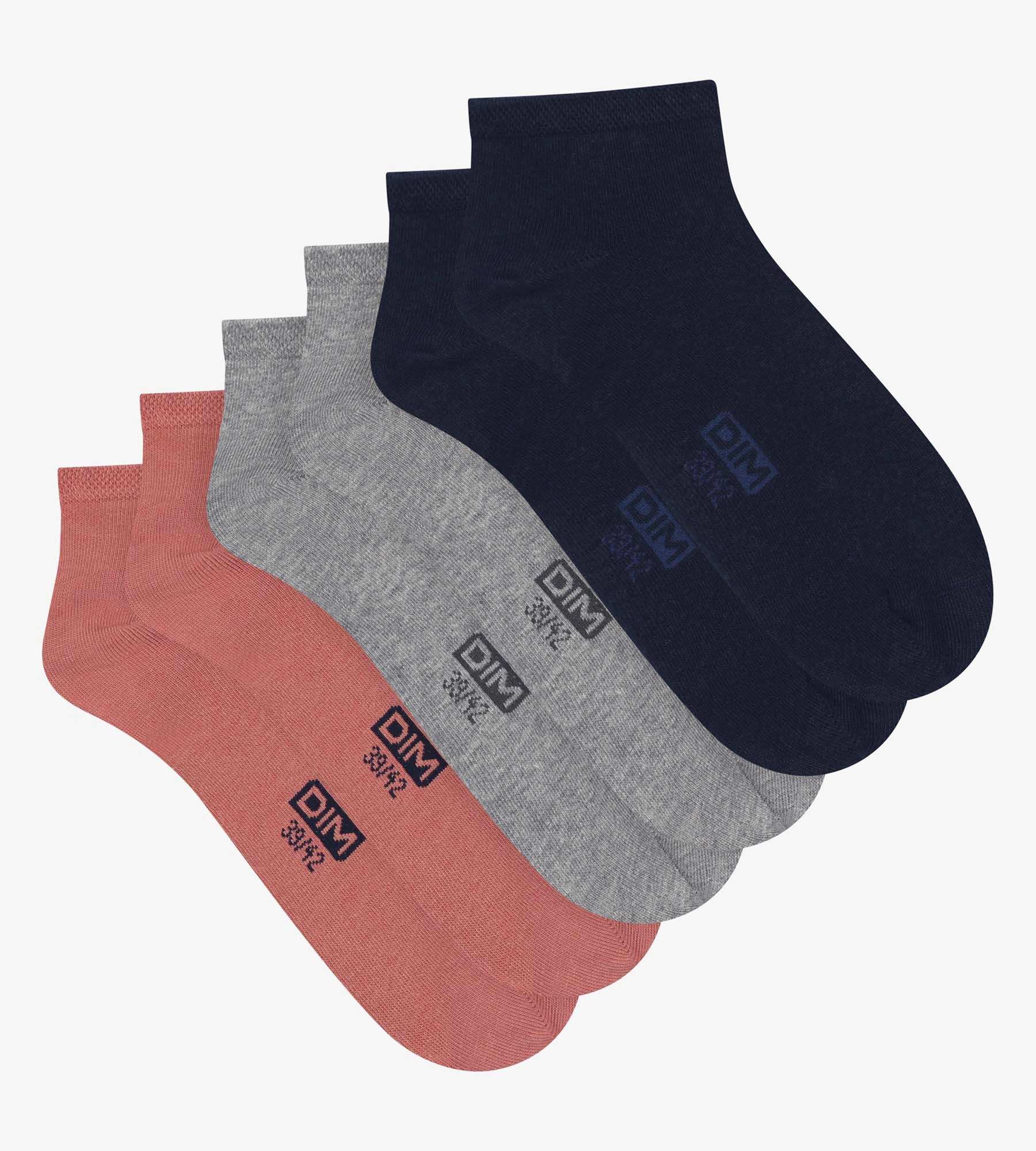 Pack of 3 pairs of men's cotton socks Navy Pink Dim