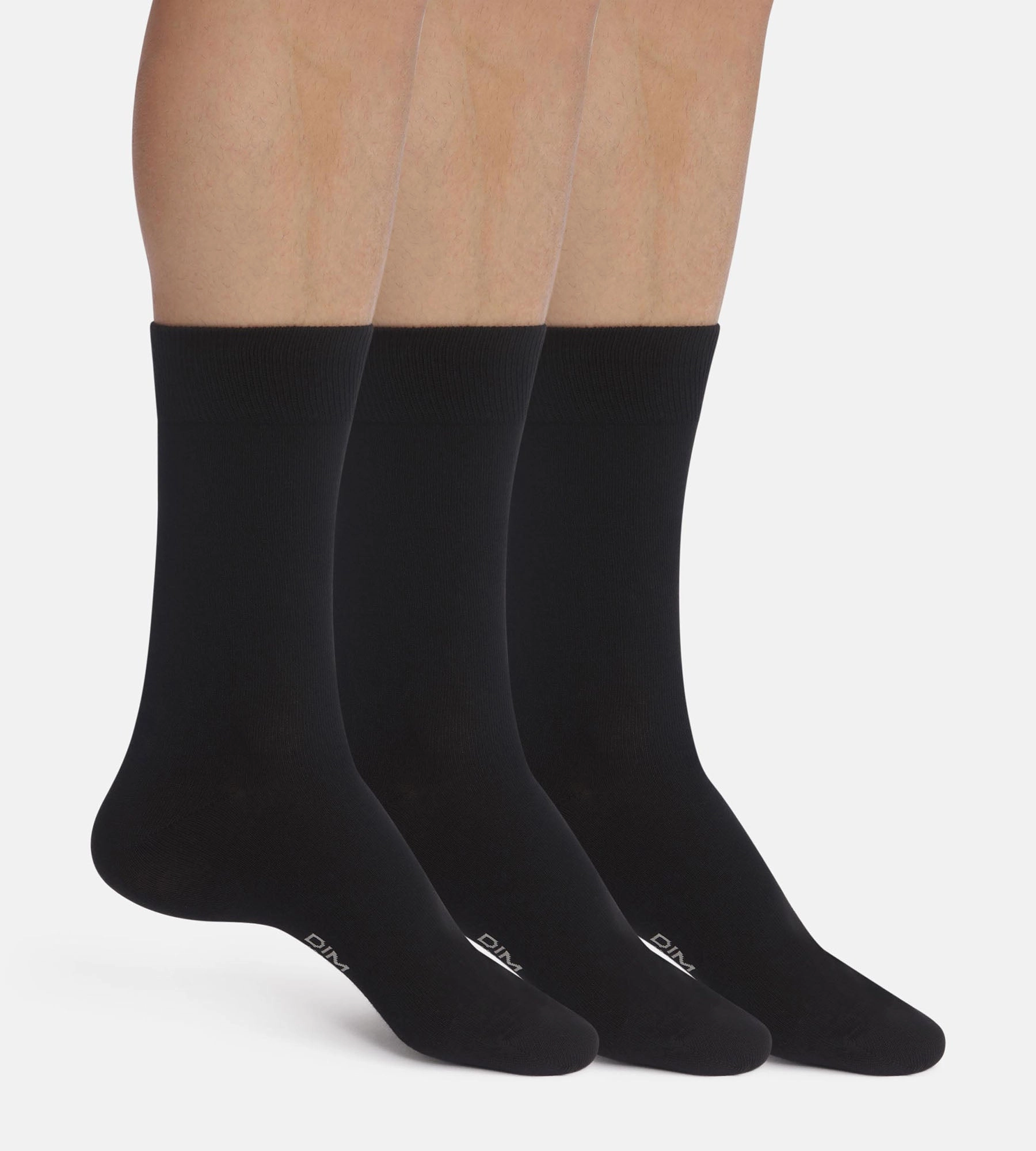 Pack of 3 Pairs of Men's Socks Black Dim Cotton