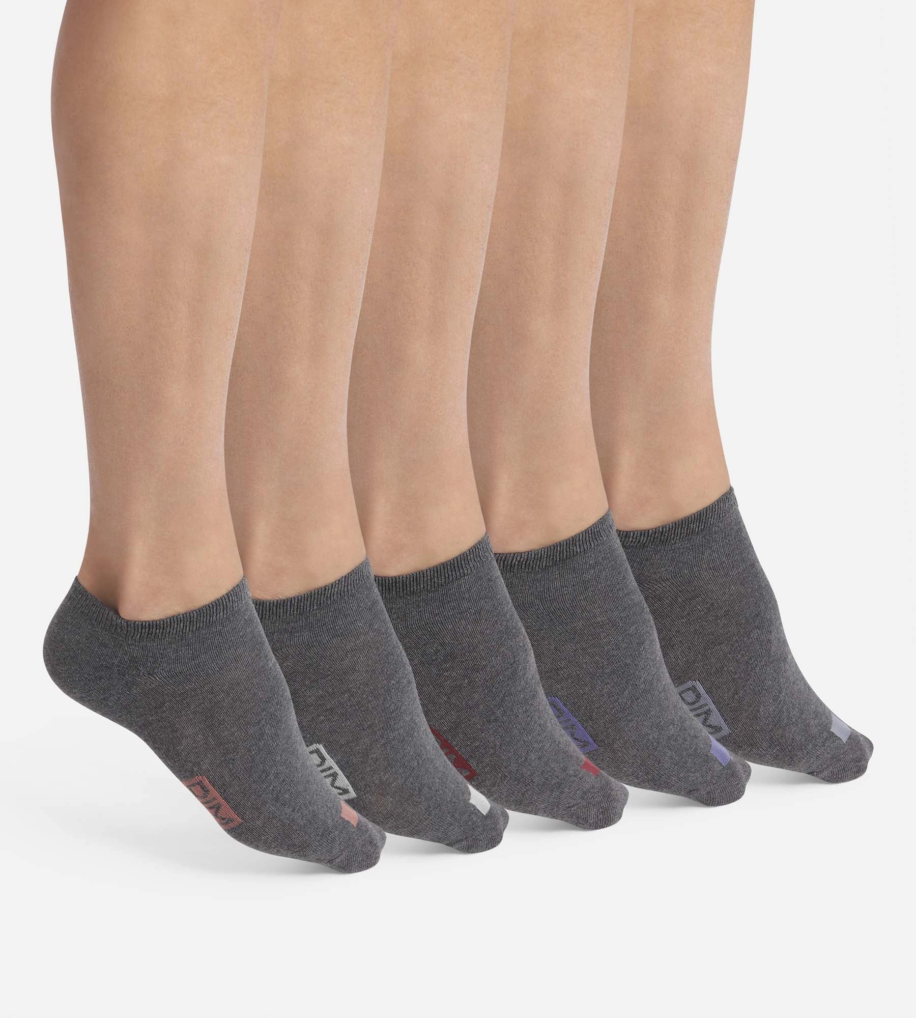 Pack of 5 pairs of men's grey cotton socks with EcoDim labels