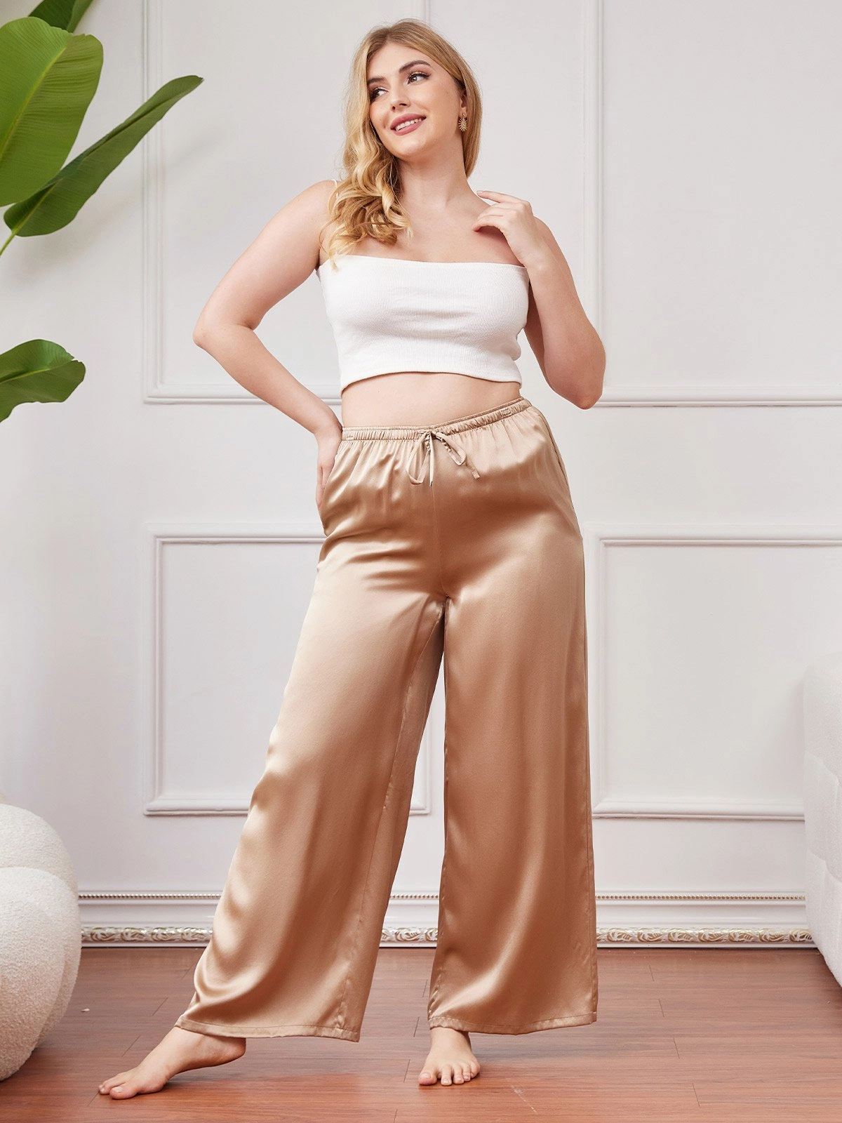 Pure Silk Plus Size Casual Women's Pants
