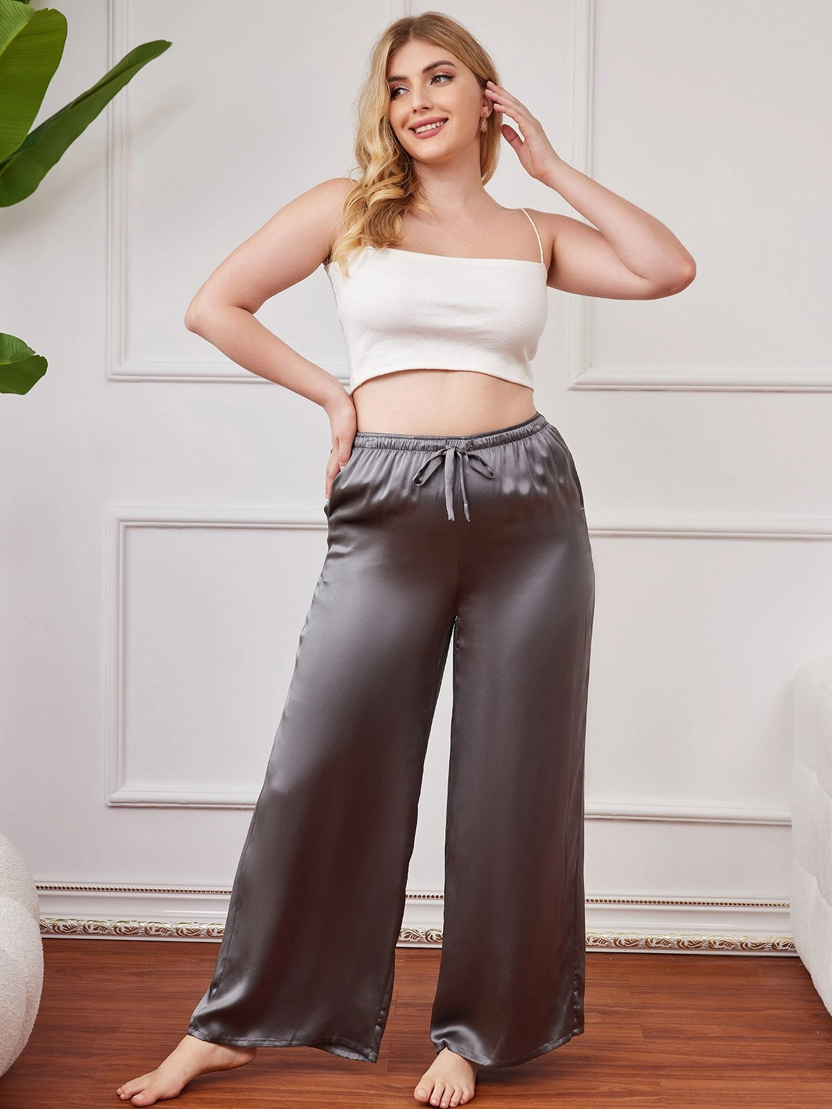 Pure Silk Plus Size Casual Women's Pants