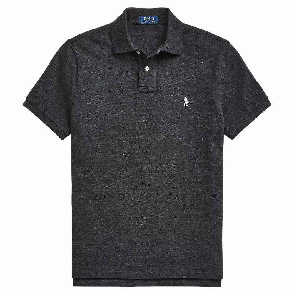 Ralph Lauren Mesh Custom Slim Fit Solid Golf Polo Black Marl Heather- FW24 Men