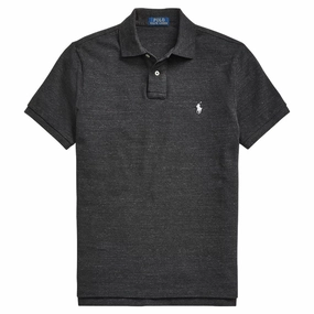 Ralph Lauren Mesh Custom Slim Fit Solid Golf Polo Black Marl Heather- FW24 Men
