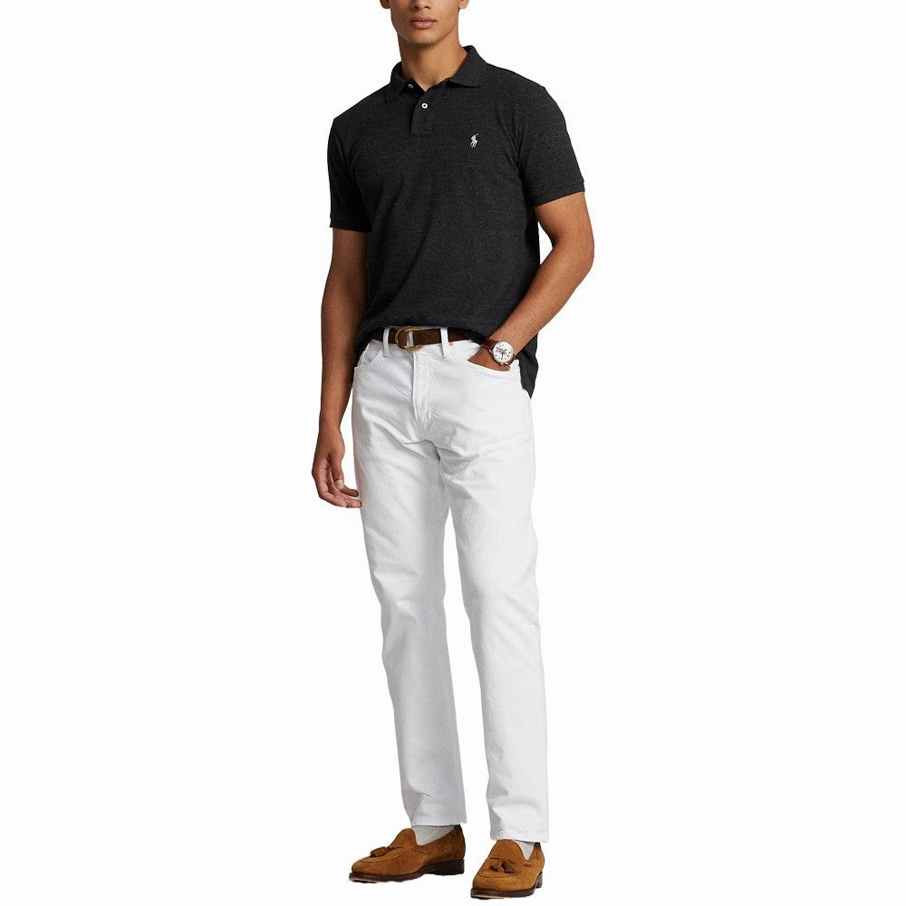Ralph Lauren Mesh Custom Slim Fit Solid Golf Polo Black Marl Heather- FW24 Men