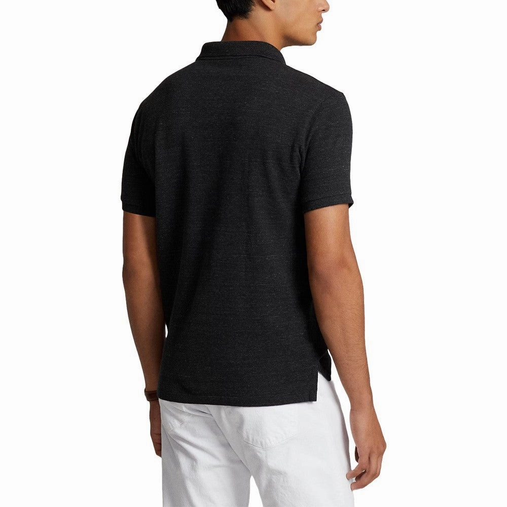 Ralph Lauren Mesh Custom Slim Fit Solid Golf Polo Black Marl Heather- FW24 Men