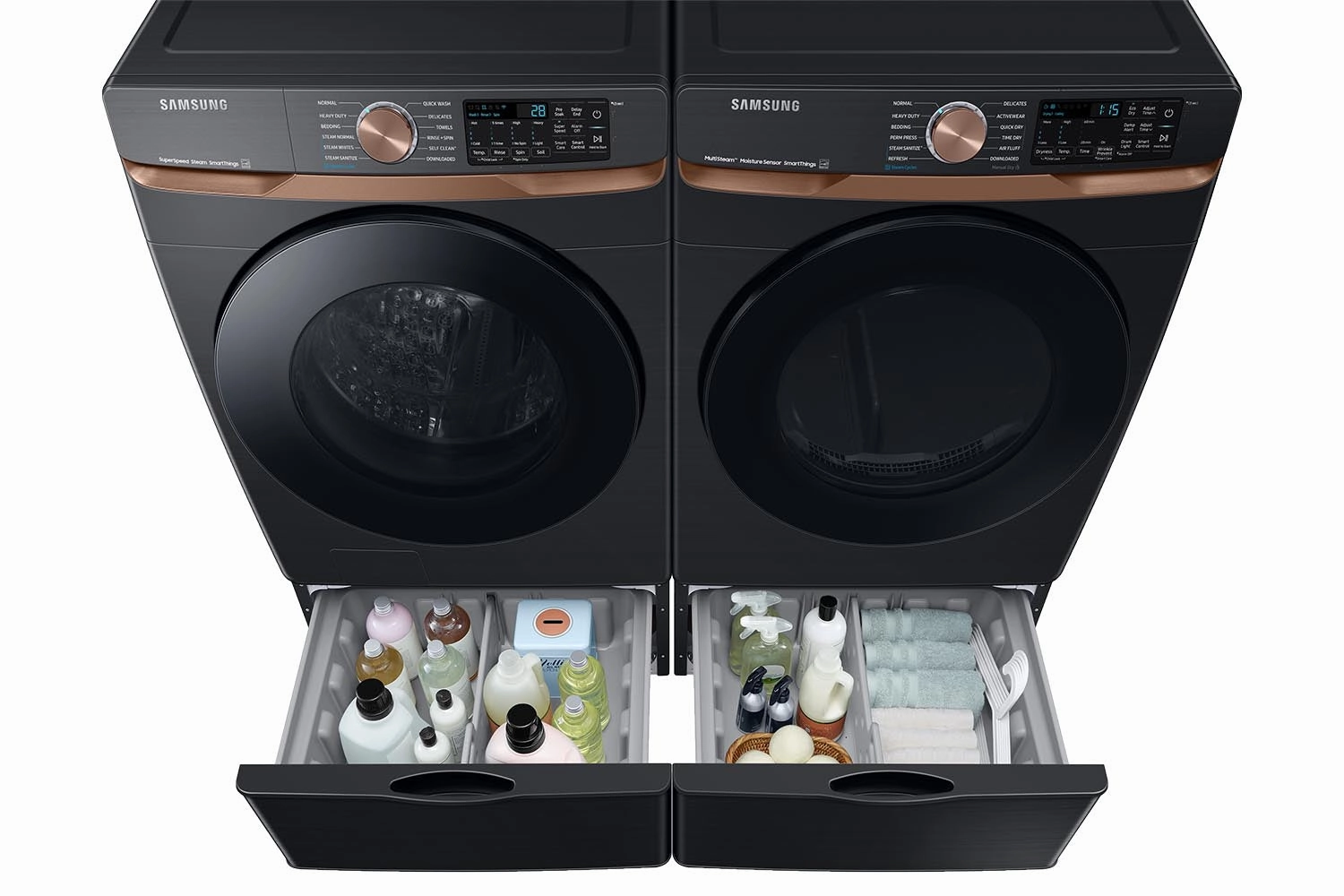 Samsung Black Stainless Steel Front Load Washer with Large Capacity and Super Speed (5.8cu.ft) - WF50BG8300AVUS