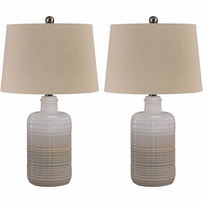 Signature Design by Ashley L121854 Marnina Taupe 24" Ceramic Table Lamp (Set of 2)