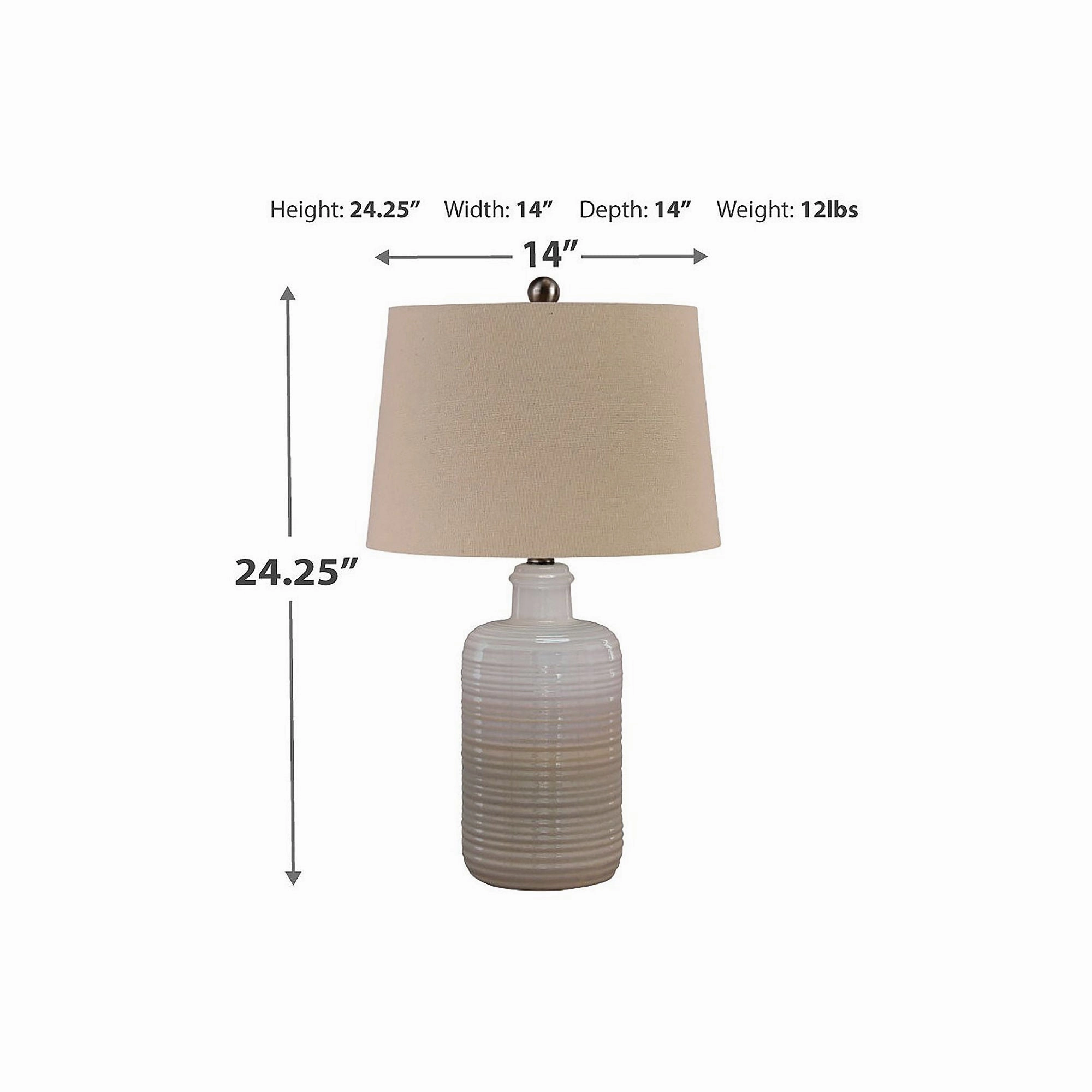 Signature Design by Ashley L121854 Marnina Taupe 24" Ceramic Table Lamp (Set of 2)