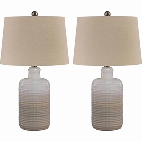 Signature Design by Ashley L121854 Marnina Taupe 24" Ceramic Table Lamp (Set of 2)