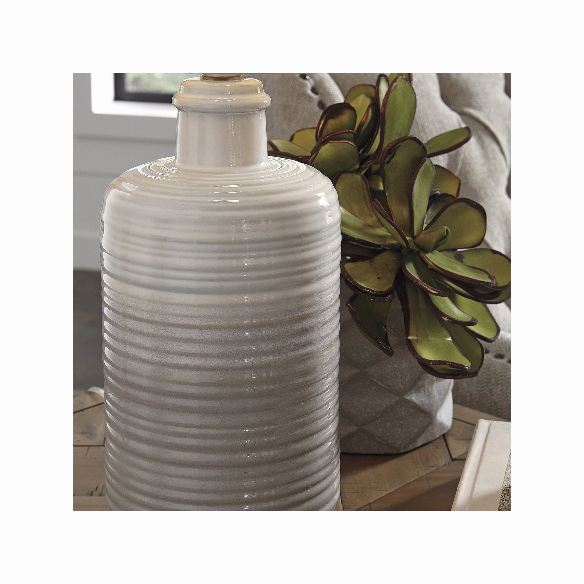 Signature Design by Ashley L121854 Marnina Taupe 24" Ceramic Table Lamp (Set of 2)