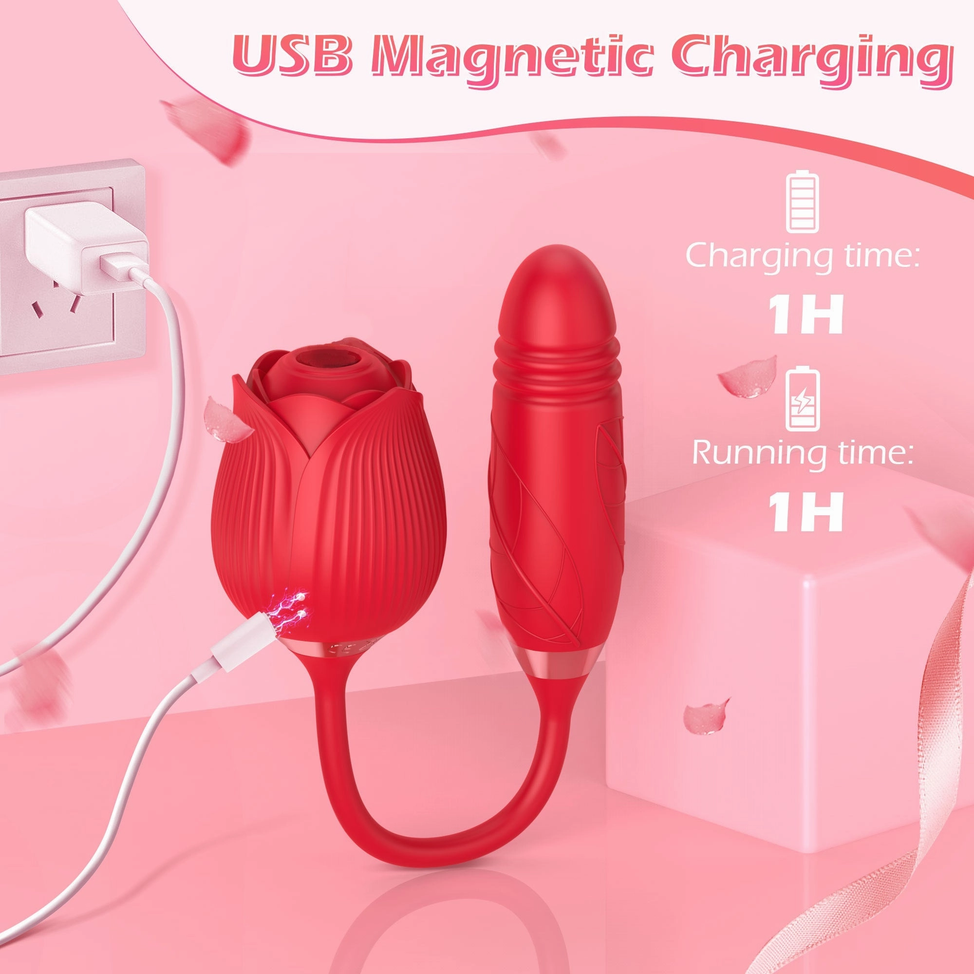 SilqSeduce - Rose Vibrator with Sucking & Thrusting