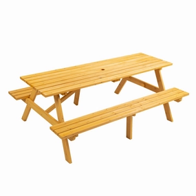 Streamdale 8-Person Brown Picnic Table with Benches